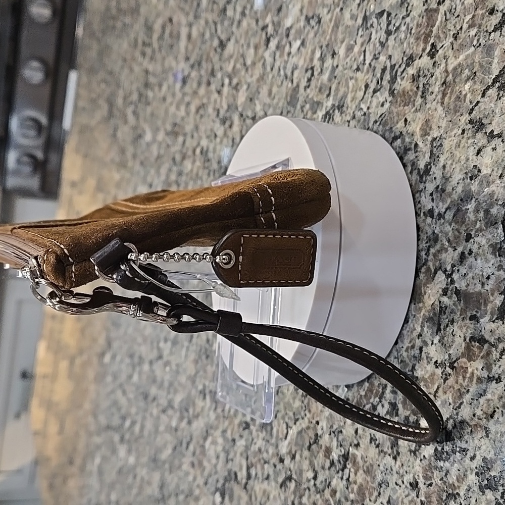 Coach Brown Suede Wristlet - Picture 5 of 8